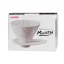 Porte-filtre en plastique blanc Hario V60 One Pour Dripper Mugen, idéal pour préparer du café filtre.