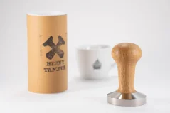 58mm Heavy Tamper Classic Oak with a Coffee Cup 58mm Heavy Tamper Classic Oak with a Coffee Cup
