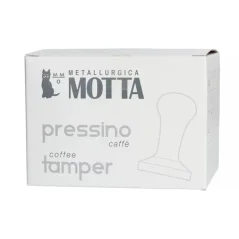 Tasseur à main pour café de 51 mm de diamètre avec une poignée brune, fabriqué en acier inoxydable. Tasseur à main pour café de 51 mm de diamètre avec une poignée brune, fabriqué en acier inoxydable.