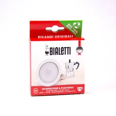 Bialetti Dichtung für Moka-Kanne 3-4 Aluminium - 3 Dichtungen + 1 Sieb.