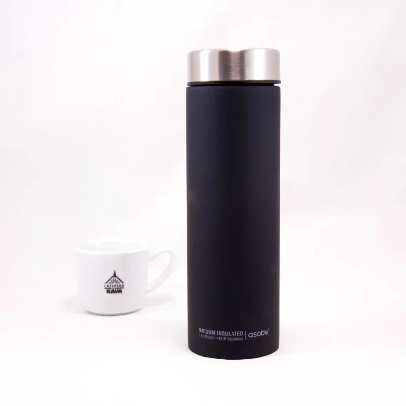 Thermos Asobu Le Baton de 500 ml en noir, idéal pour voyager.