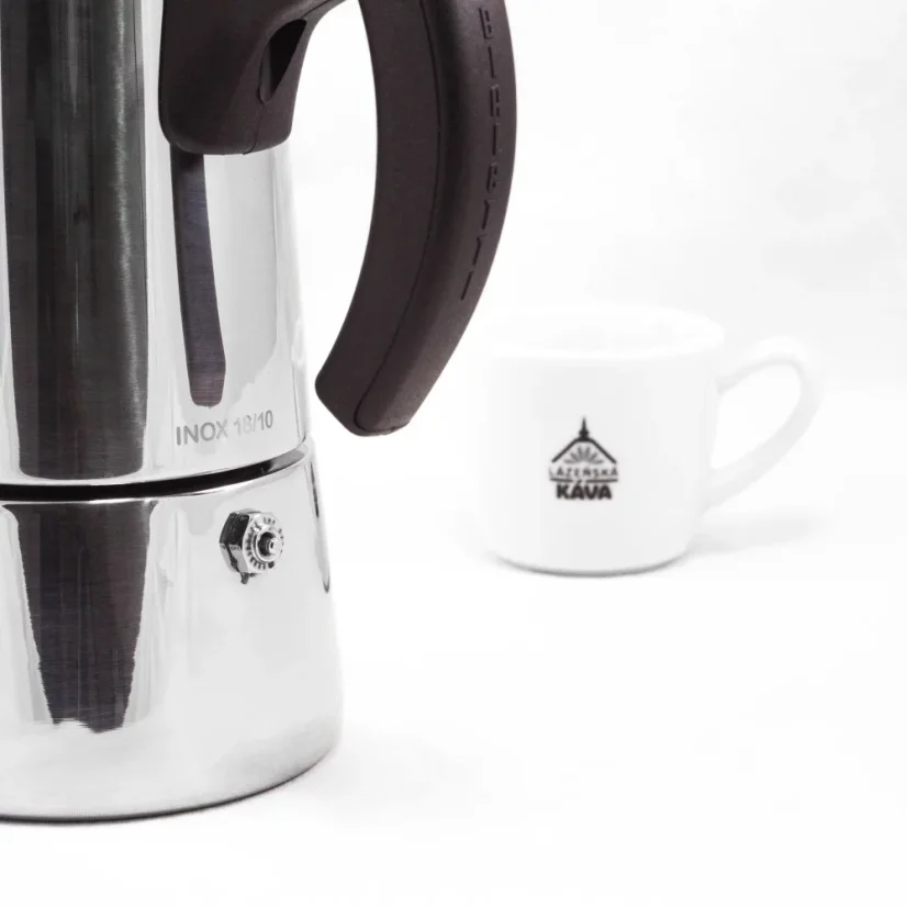 Bialetti Musa 6-cup Moka pot suitable for heating on ceramic hobs.