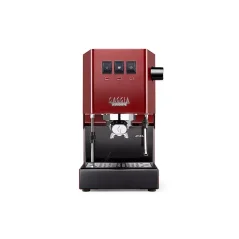 Red home single-serve espresso machine Gaggia New Classic EVO.