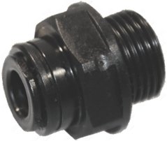 Riichte séieregel JG 3/8" – ø 8 mm, schwaarze riichte Schnellstecker mat enger Schnellspannhülls an engem Aussegewand op där anerer Säit Riichte séieregel JG 3/8" – ø 8 mm, schwaarze riichte Schnellstecker mat enger Schnellspannhülls an engem Aussegewand op där anerer Säit