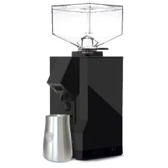 Home electric grinder for filtered coffee in black color.