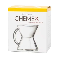 Original packaging of a Chemex glass mug.