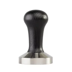 Motta Tamper 58,4 mm mit schwarzem Griff.