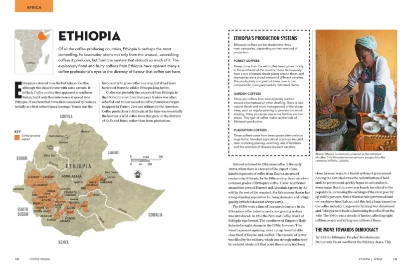 A The World Atlas of Coffee 2. kiadása James Hoffmantól, melyet az Octopus Publishing Group ad ki, részletes útmutató a kávé világához.