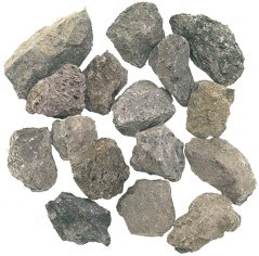 Heefe vun onregelméissege groubrongen Lavasteng an ënnerschiddlecher Gréisst Heefe vun onregelméissege groubrongen Lavasteng an ënnerschiddlecher Gréisst