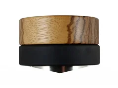 Kaffeedistributor Heavy Tamper Zebrano mit einem Durchmesser von 58,4 mm aus Edelstahl, ideal für die Zubereitung von Espresso.