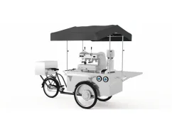 Mobile coffee cart on a bike – white coffee bike