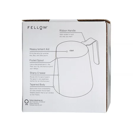 Pichet à lait Fellow Eddy en argent, d'une capacité de 350 ml, idéal pour préparer une mousse parfaite.