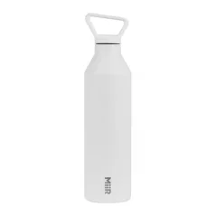 Termos bianca MiiR Narrow Mouth Bottle con una capacità di 950 ml, perfetta per viaggiare.