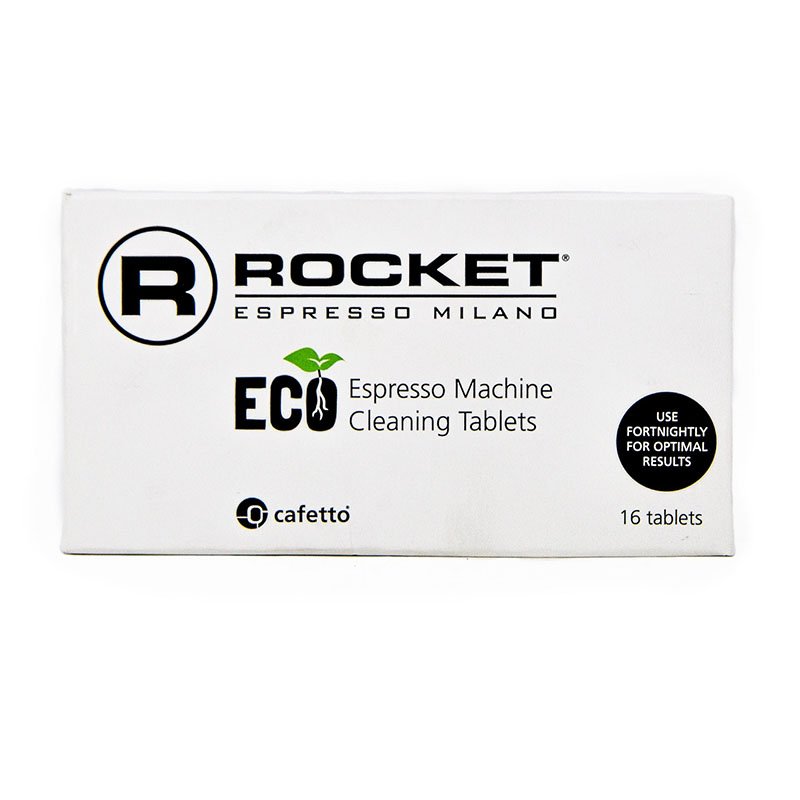 Umweltfreundliche Tabletten zur Reinigung der Rocket-Kaffeemaschine.