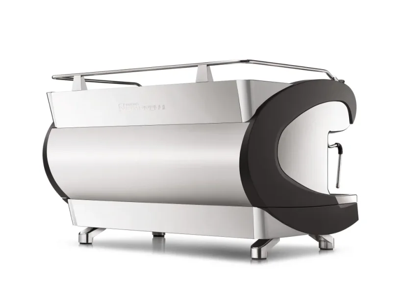 Cafetera profesional de palanca Nuova Simonelli Aurelia Wave 2GR en color negro con boquilla de vapor.