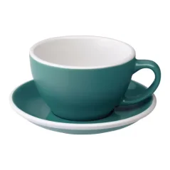 Taza y platillo Loveramics Egg para café latte de 300 ml - color azul verdoso