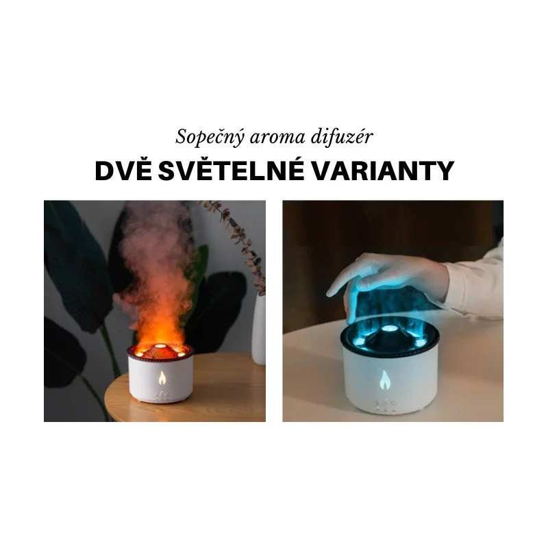 Elektrický aroma difuzér, bílý – sopka/plamen