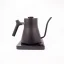 Black electric kettle on a black base against a white background, side view