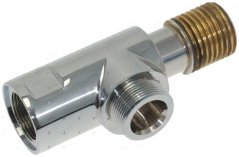 Verchromten Damp-/Waasser-Krunn-Kierper a T-Form mat engem Messing-Gewend un engem Enn.