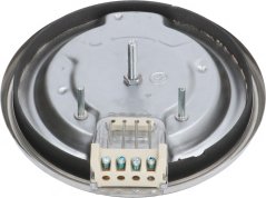 Récksäit vun der Elektrescher Kachplack mat Metallstëfter an enger Klemmenleescht.