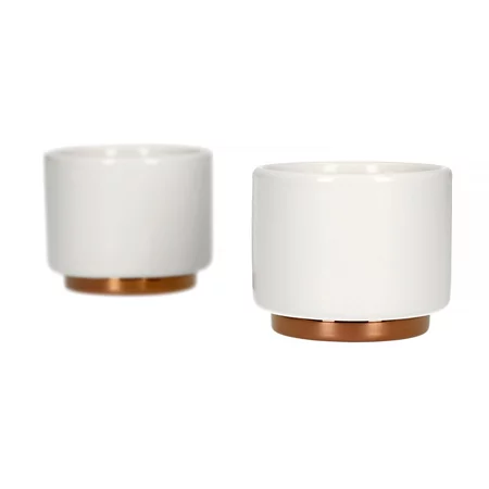 Dve biele keramické šálky na espresso Fellow Monty s objemom 90 ml, ideálne pre milovníkov silnej kávy.