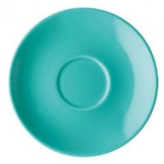 Saucer made of porcelain in turquoise colour.