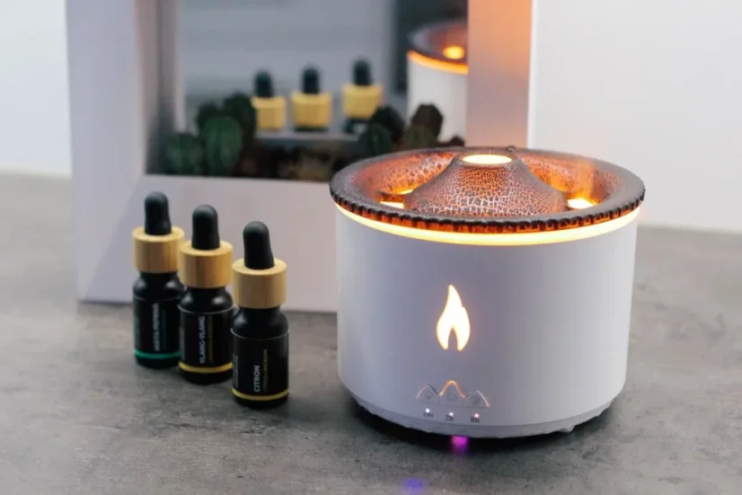 Elektrický aroma difuzér, bílý – sopka/plamen