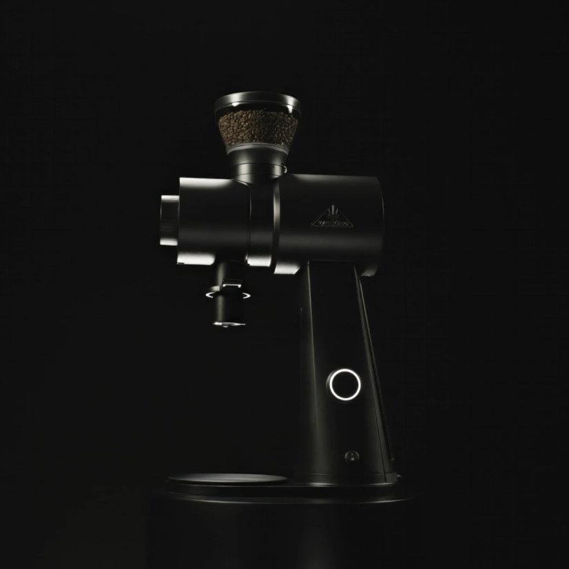 Black electric universal grinder EK Omnia viewed from the side.