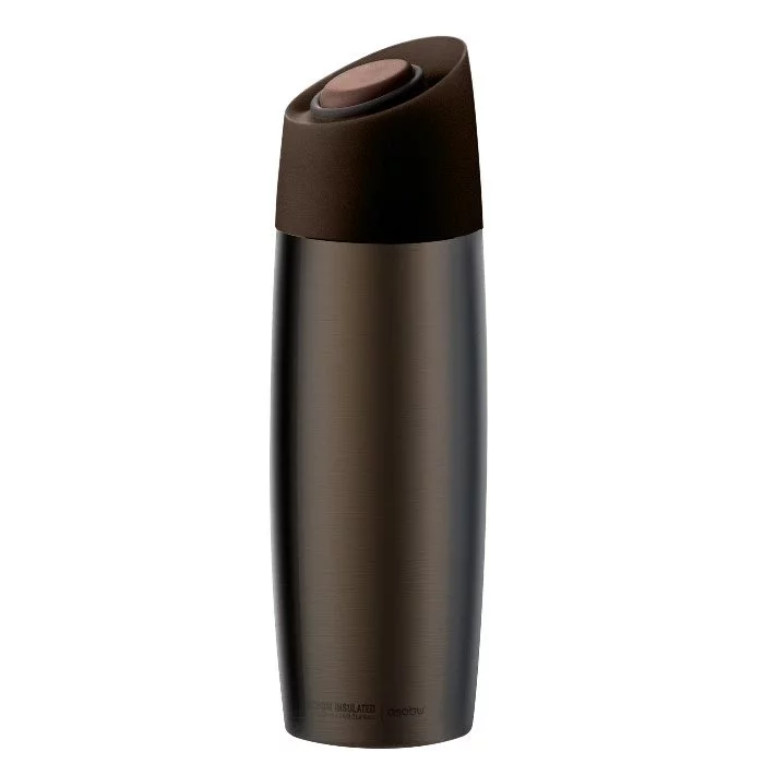 Gobelet thermique Asobu 5th Avenue Coffee Tumbler de couleur marron avec une capacité de 390 ml, idéal pour voyager avec du café.