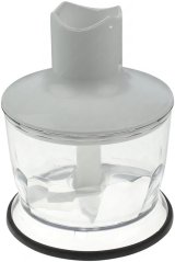 Grinder BRAUN MQ30 WW, kloer Plastikbehälter vun der Kaffismillen mat groem Deckel a Messerklénk dran