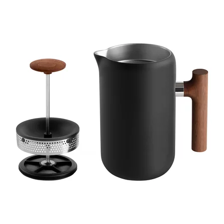 Fellow Clara French Press Matte Black with Walnut Accents