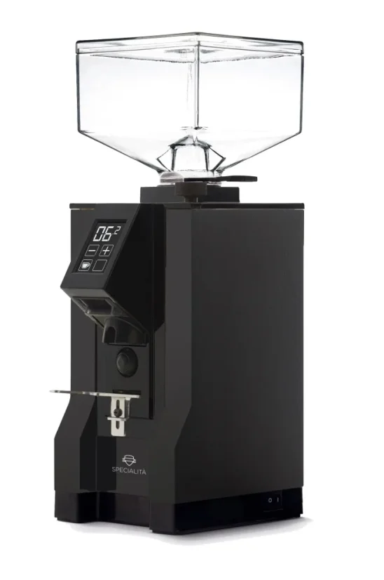 Moulin à café expresso Eureka Mignon Specialita 15BL en élégant noir, fabriqué en Italie, garantit un broyage précis du café.