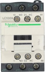 Schütz Schneider TeSys mat Schraufklemmen an engem Kuckfënster an der Mëtt. Schütz Schneider TeSys mat Schraufklemmen an engem Kuckfënster an der Mëtt.