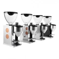 Patru variații ale râșniței Rocket Espresso FAUSTINO, așezate una lângă alta.