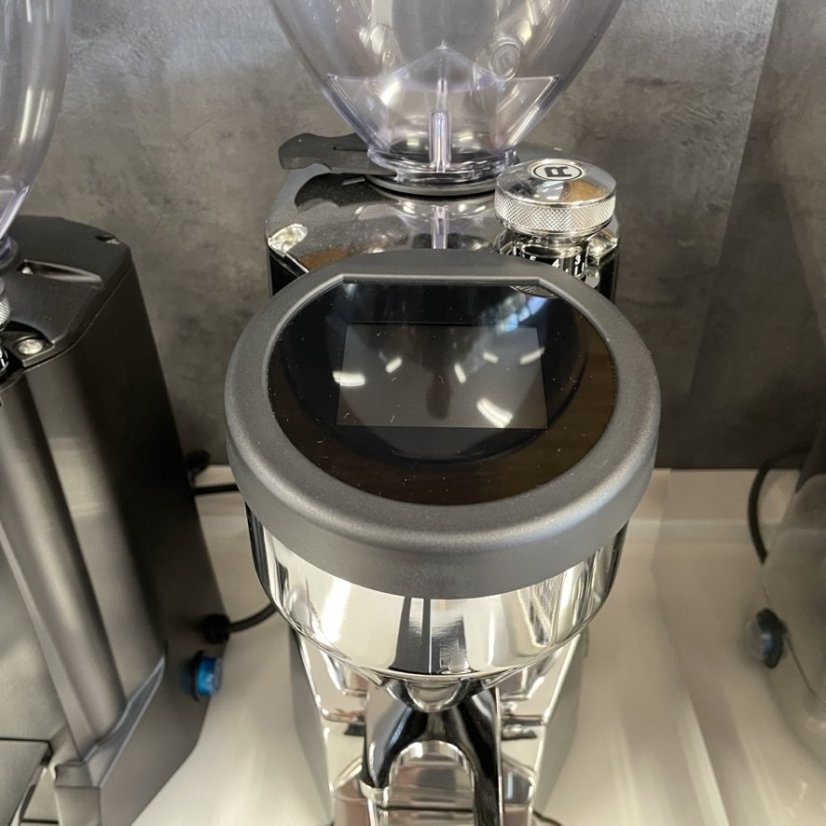 Silver Rocket Espresso SUPER FAUSTO coffee grinder with a plastic body.