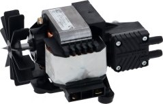 Vakuum-Pompel 85W 230V 50Hz, schwaarz kompakt Pompel mat engem klenge Ventilator, enger Spull a zwee Schlauchuschlëss.