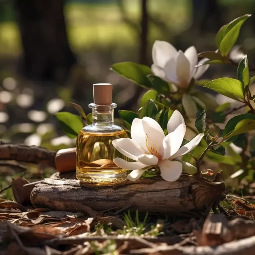 Bouteille d'huile essentielle de Magnolie, 10 ml, 100% naturelle et adaptée aux végétaliens.