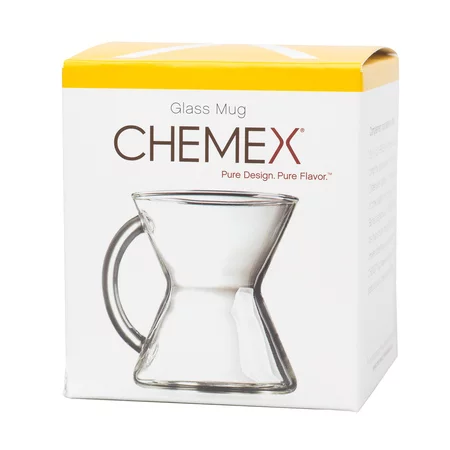 Originálne balenie skleneného hrnčeka Chemex.
