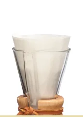 Capacul din sticlă Chemex cu filtru de hârtie alb