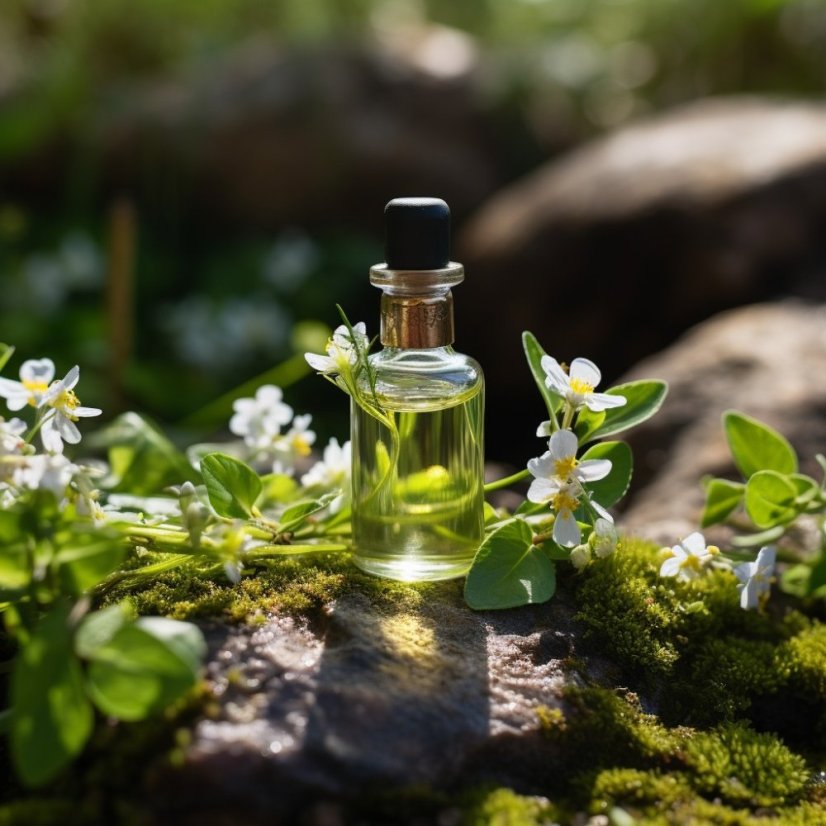 Flacon d'huile essentielle de Bhringraj de Pěstík de 10 ml, 100% naturelle et certifiée sauvage.