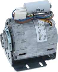Aluminium-Elektromotor mat Lafkondensator, faarwege Drot an engem Montagehalter