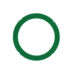 Green silicone coffee machine head gasket on a white background