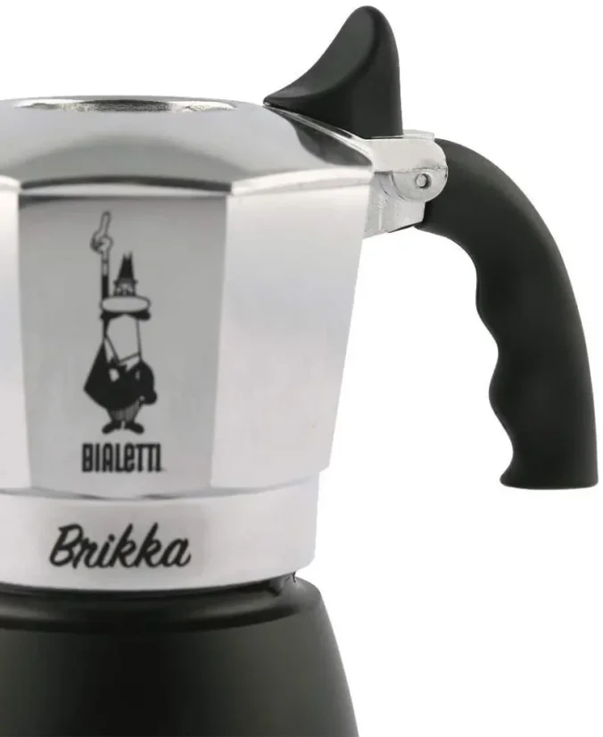 Bialetti Brika moka kanna 2 csészére, részlet a fekete fogantyún