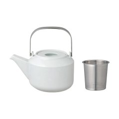 Teekanne aus Porzellan LT Kinto in weißer Ausführung mit einem Edelstahl-Filter. Fassungsvermögen 600 ml.