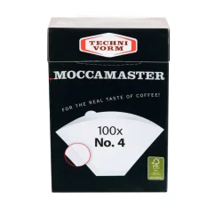 Pack of 100 white paper filters size 4 by Technivorm, perfect for making perfectly clean coffee.