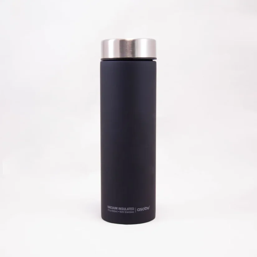 Gobelet isotherme Asobu Le Baton argenté d'une capacité de 500 ml, fabriqué en plastique, idéal pour les voyages.