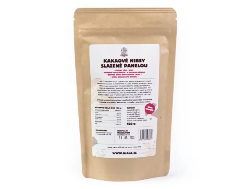 Čokoláda Ajala Zob - nibsy panela 150 g, s lahodnými kúskami kakaa.
