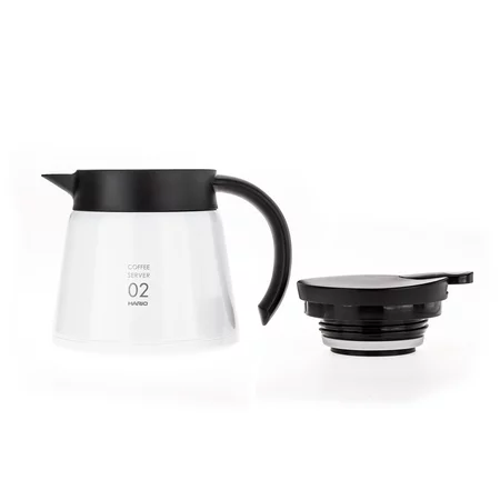Balta nerūdijančio plieno termo puodelis Hario Insulated Server V60-02, talpa 600 ml, puikiai tinka palaikyti kavą karštą.