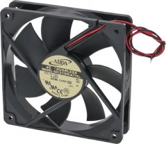 Axialventilator ADDA mat schwaarze Schaufelen ouni Kader a mat zwee Uschlossdréit. Axialventilator ADDA mat schwaarze Schaufelen ouni Kader a mat zwee Uschlossdréit.
