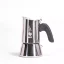 Silberne Mokkakanne Bialetti New Venus für 2 Tassen mit schwarzem Griff